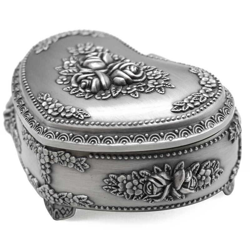 [Australia] - AVESON Classic Vintage Heart Shape Metal Jewelry Box Ring Trinket Storage Organizer Chest, Medium 