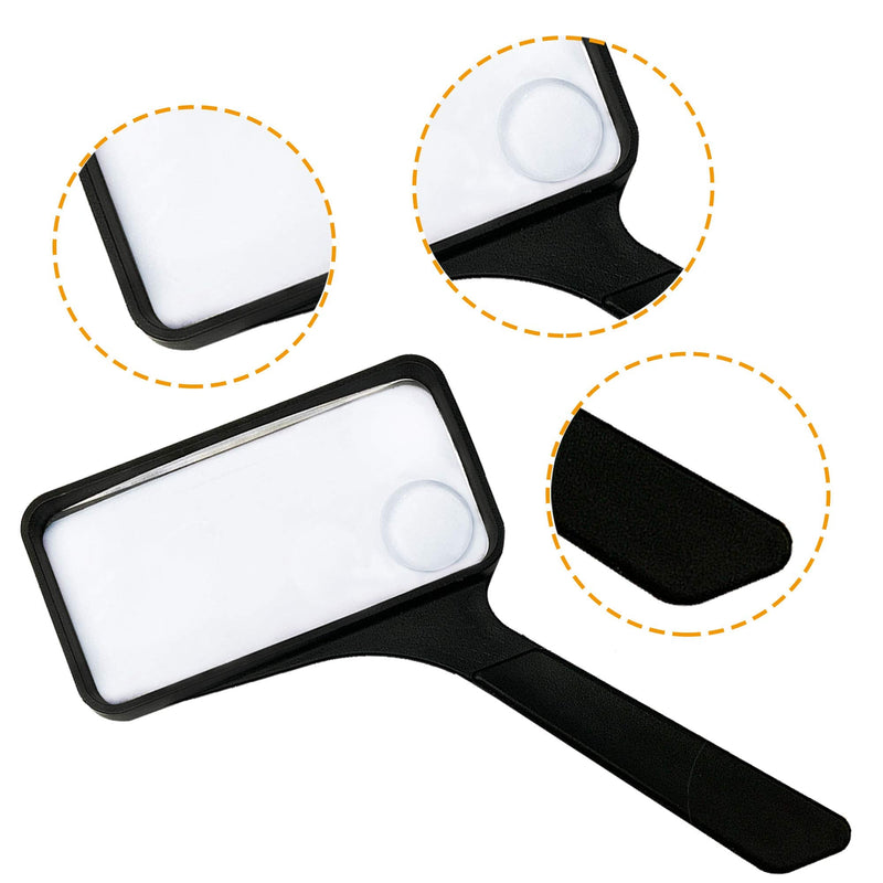 [Australia] - Rectangular Large Magnifying Glass Higher Magnification Macular Degeneration Magnifier Glass Lens Reading Small Print Bonus Cleaning Cloth Card Magnifier MagDepo 
