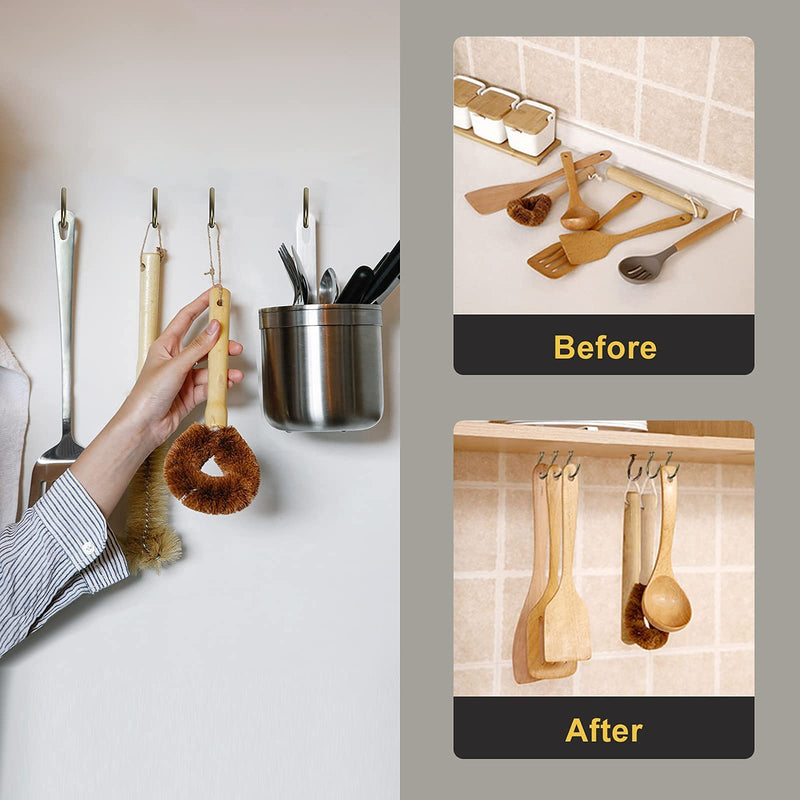 [Australia] - Screw Hooks, RELBRO Bronze 1-1/4 inch Cup Hooks Screw in Metal Heavy Duty Screw Ceiling Wall Hooks Plant Hooks for Hanging Plants Mugs Utensils Jewelry Lights feeders Wind Chimes - 50 Pcs 