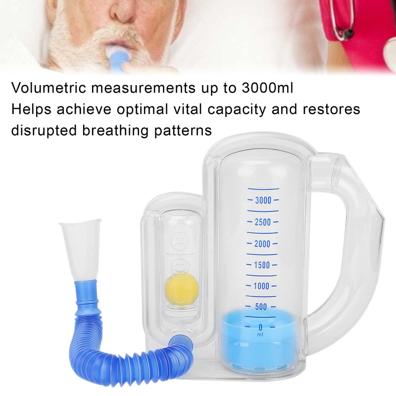 [Australia] - 3000ml Spirometry Breathing Exerciser, Blow and Breathe Lung Exerciser Breathing Aids Spirometer Breath Measurement Vital Capacity Training Tool 