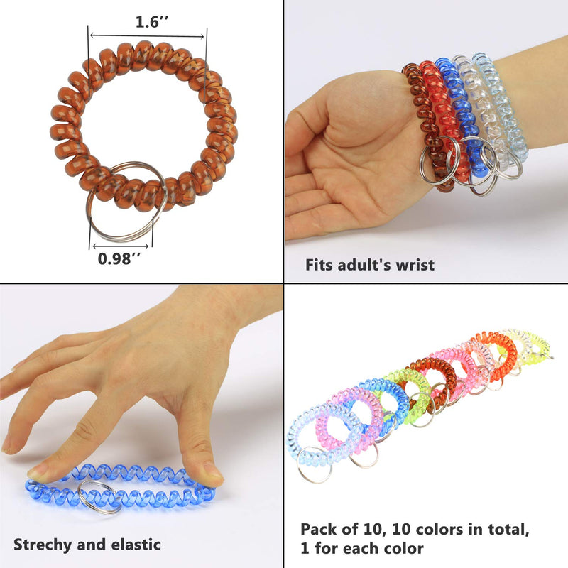 [Australia] - BIHRTC Transparency Flexible Spiral Coil Stretchable Spring Wristband Key Ring 10 