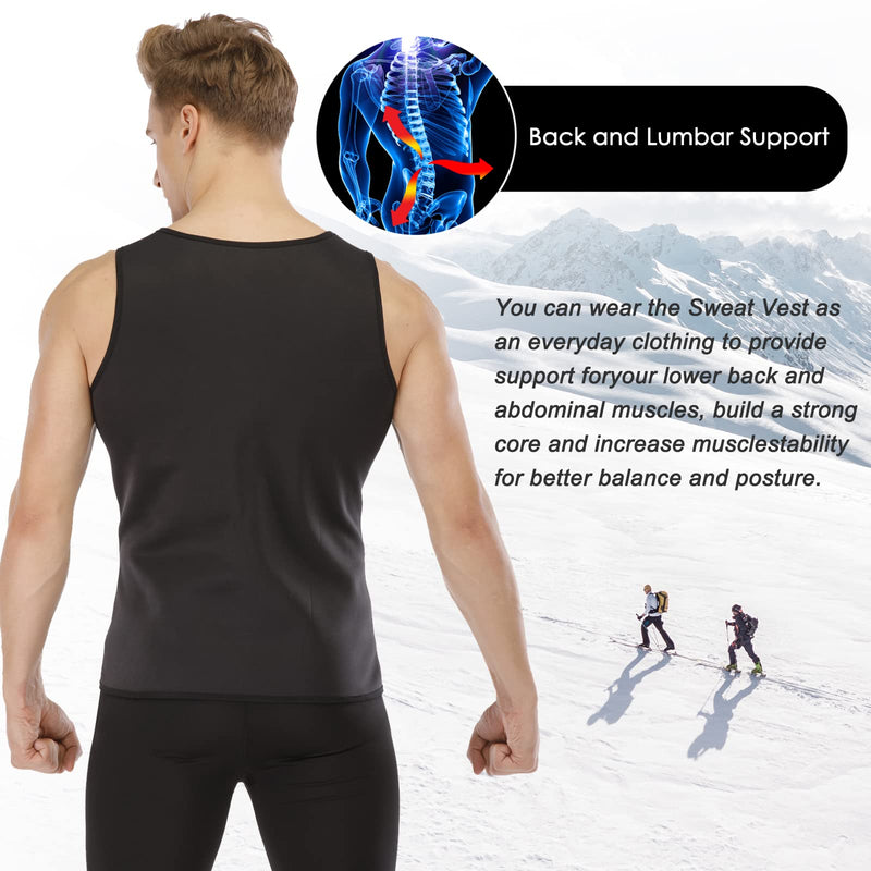 [Australia] - FEimaX Men Sauna Sweat Suit Waist Trainer Workout Body Shaper Men's Hot Vest Zipper Neoprene Slimming Tank Top for Fitness Sport Gym Shirt Shapewear S Black 