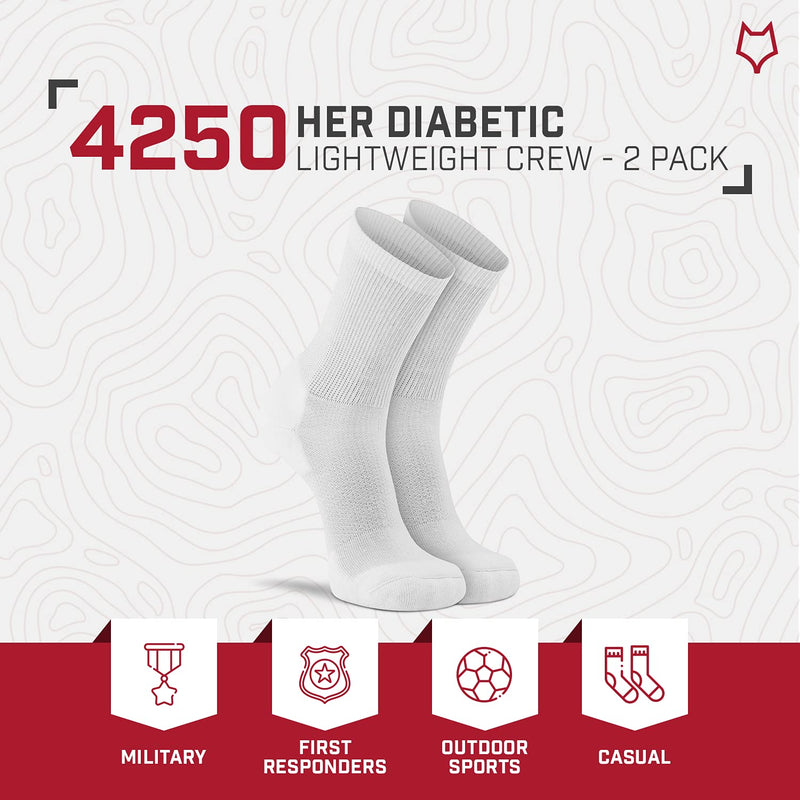 [Australia] - Fox River Her Diabetic Crew Socks (1 Pair Pack) 16 White 