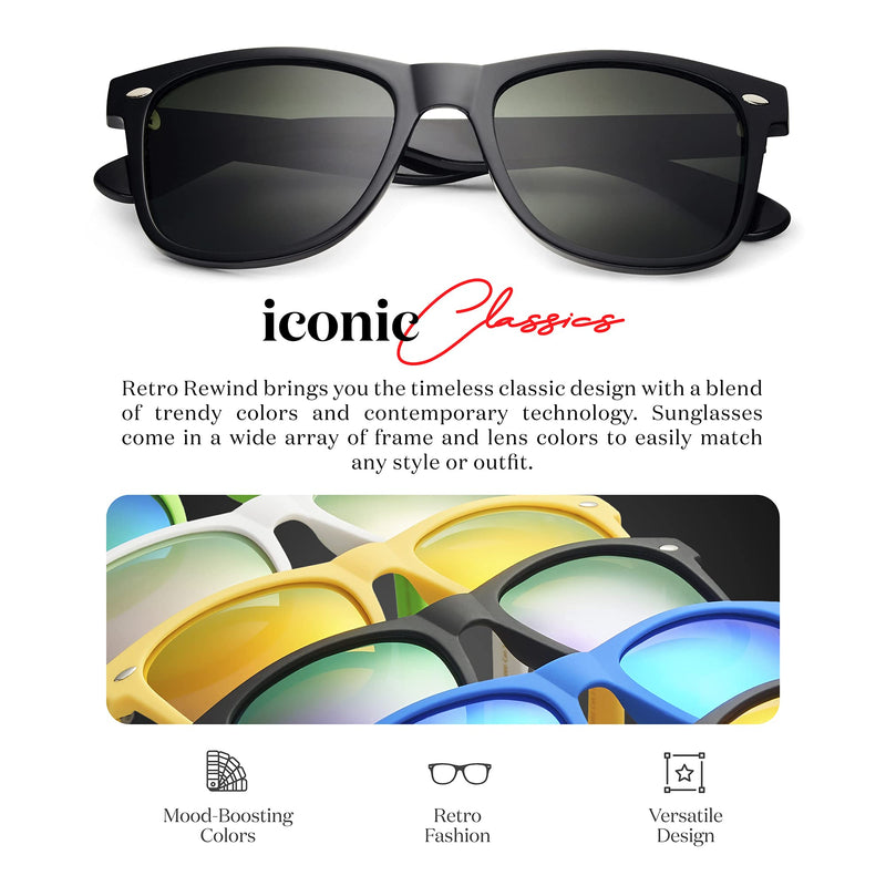 [Australia] - Retro Rewind Polarized Sunglasses for Men Women UV Protection Classic Sun Glasses Gloss Black | Green 
