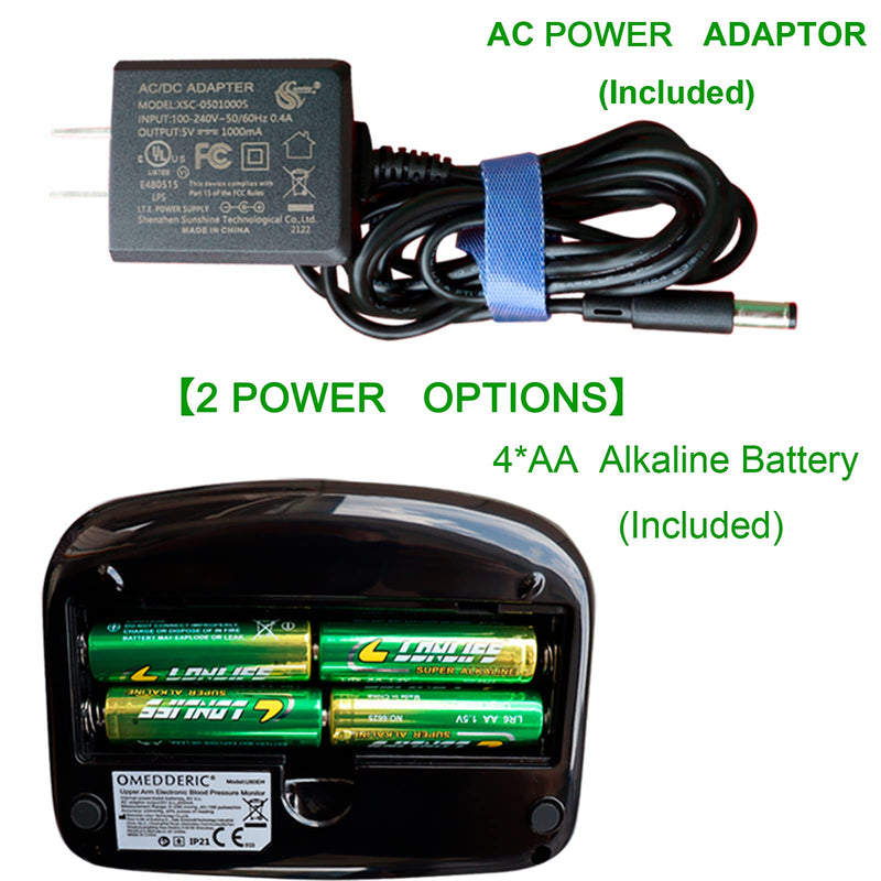 [Australia] - OMEDDERIC Blood Pressure Monitor Arm Cuff Kit,Digital BP Meter with Large Display-Irregular Heartbeat & Hypertension Detector,Includes AC Power Adapter,Batteries,Carrying Bag(All New 2023) 