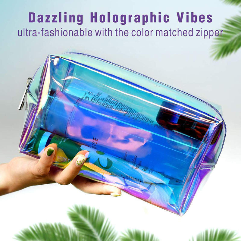 [Australia] - Makeup Bag, F-color Fashion Holographic Cosmetic Travel Bag Large Toiletry Bag Makeup Organizer for Women, Purple 