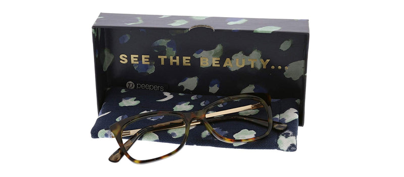 [Australia] - Peepers by PeeperSpecs Women's Blue Light Filtering Glasses - See The Beauty Tortoise 53 Millimeters 2 x 