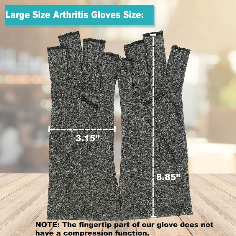 [Australia] - Arthritis Gloves,New Material, Compression for Arthritis Pain Relief Rheumatoid Osteoarthritis and Carpal Tunnel, Premium Compression & Fingerless Gloves (Dark Gray, L) 