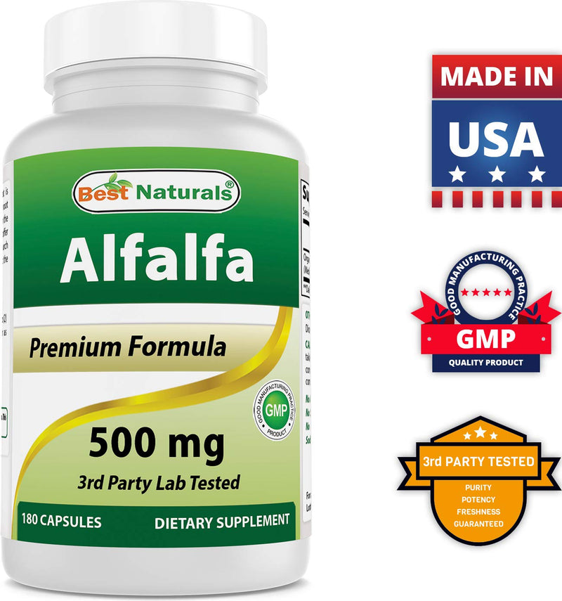 [Australia] - Best Naturals Alfalfa Green Super Food 500 mg 180 Capsules (180 Count (Pack of 1)) 180 Count (Pack of 1) 