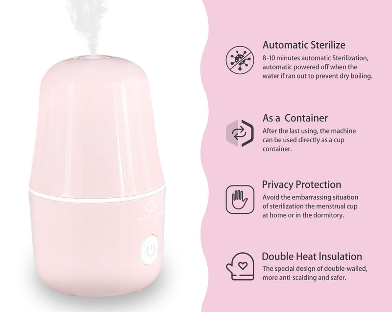 [Australia] - ROSA RUGOSA® Menstrual Cup Sterilizer, Steamer Cleaner 3-in-1 for Cleans, Dries, and Stores Your Period Cup- Auto Shut-Off- Leak-Free - Eliminates up to 99.9% 