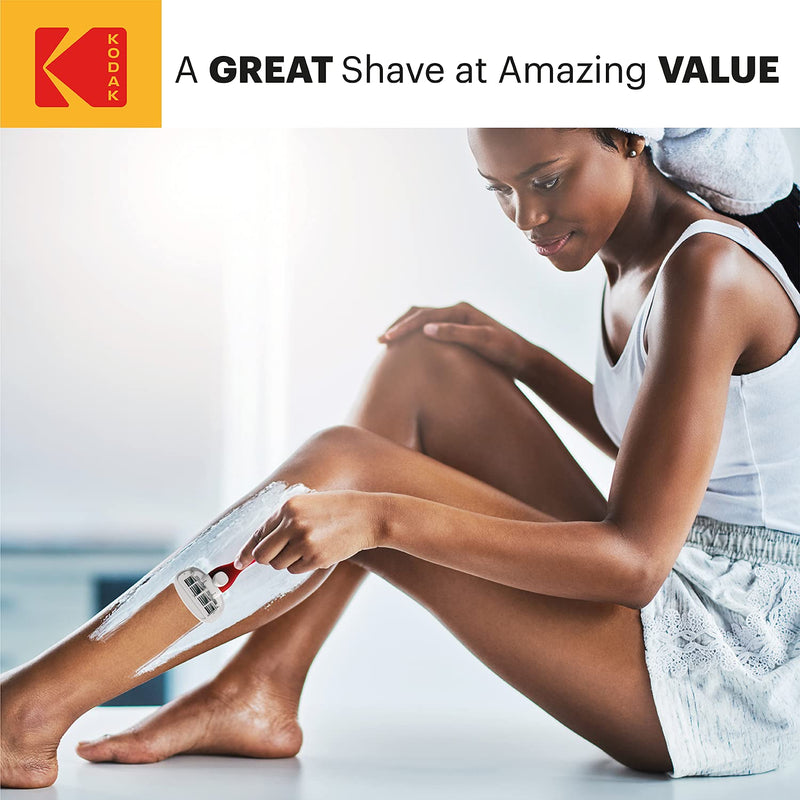 [Australia] - Kodak Premium Female 5 Blade Razor with 2 Refill Cartridges - Womens Shaving Kit | Swedish Steel & Aloe Vera Strip for A Sensitive Skin (Premium Handle + 2 Cartidges) 