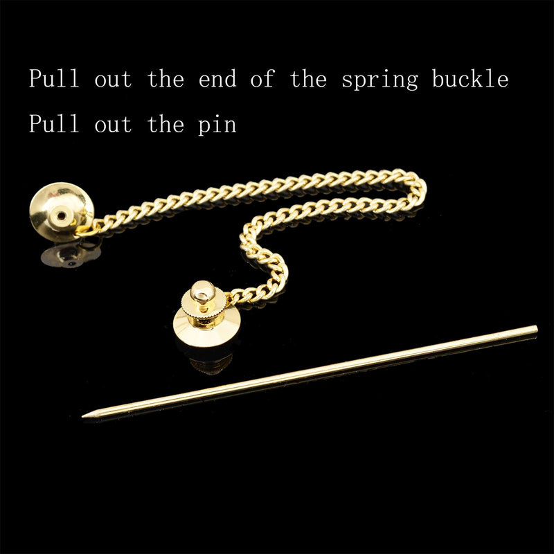 [Australia] - Fenni Men's Collar Pin Shirt Tie Stick Pin Brooch with Chain Rose Gold Silver Tone Collar Bar 