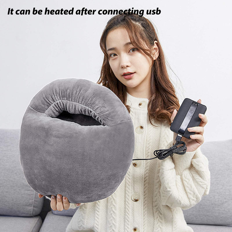[Australia] - USB Heated Feet Warmers for Men Women USB Charging Foot Cushion Soft Plush Heating Pad Office Winter Foot Warming Boots Slippers Night Sleep Electric Foot Warmers Grey 
