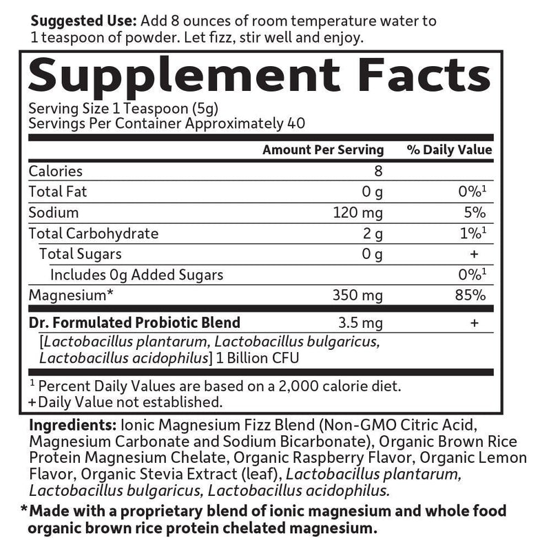 [Australia] - Garden of Life Dr. Formulated Whole Food Magnesium 198.4g Powder, Raspberry Lemon, Chelated Non-GMO Vegan Kosher Gluten & Sugar Free Supplement with Probiotics, Best for Anti-Stress Calm & Regularity Raspberry Lemon Powder 40 Servings (Pack of 1) 