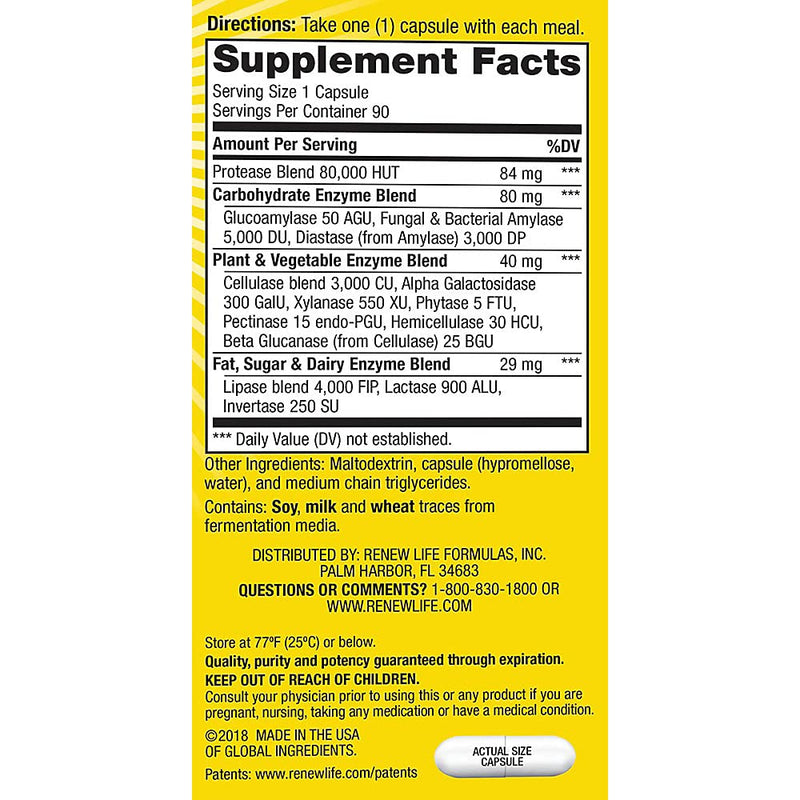 [Australia] - Renew Life Adult Digestmore Ultra Enzyme Supplement Vegetarian Capsules, 90 Count 