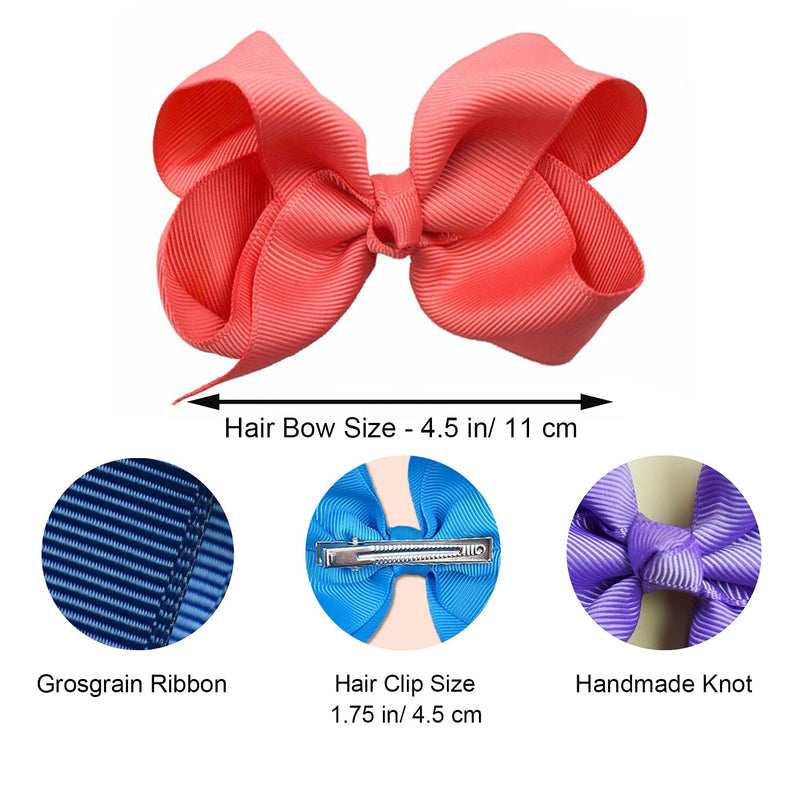 [Australia] - JOYOYO 40 Pcs Girls Hair Bows Ribbon Bows Craft Bows 4.5 Inch Bows, Toddler Girls Hair Bows Hair Bow Clips for Toddlers Hair Bows for Little Girls 