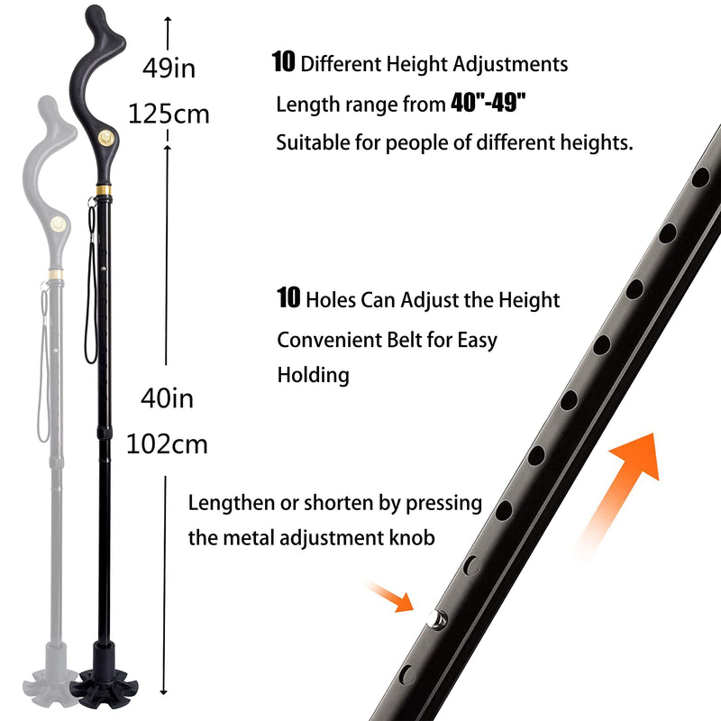 [Australia] - Yinghesheng Folding Walking Stick Elderly Crutches Posture Walking Cane Walking Sticks for Men Women Portable Safety Lightweight Adjustable Height Self-Stand 360 Deg Traction Non Slip Crutch 