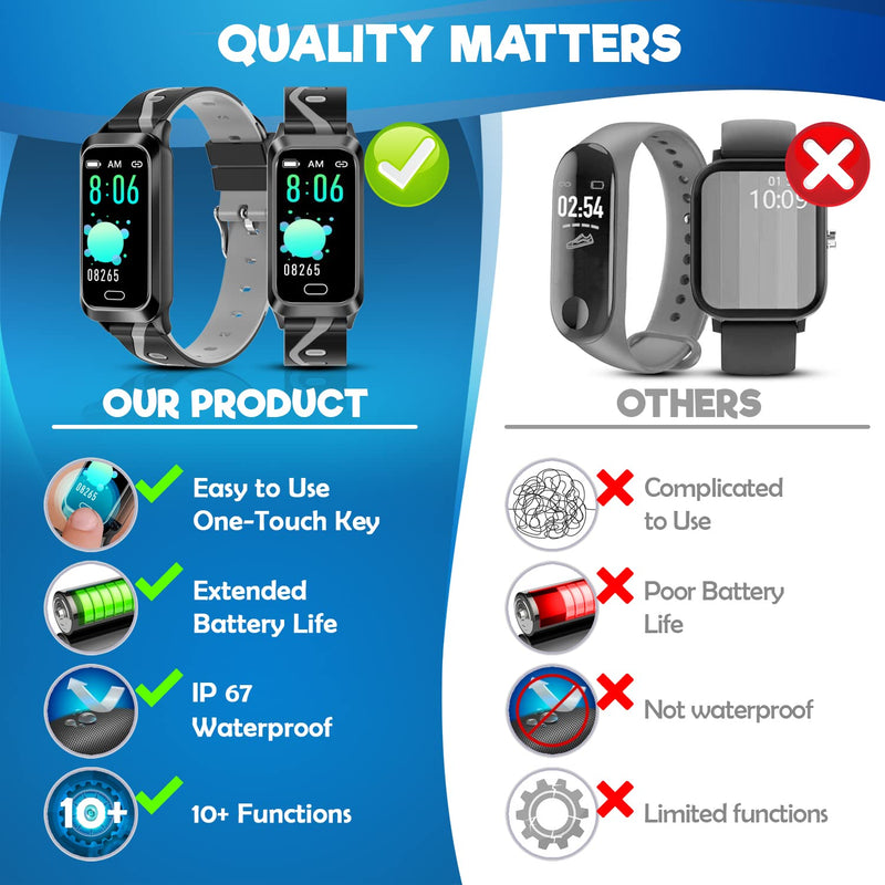 [Australia] - Inspiratek Kids Fitness Tracker for Kids Age 5-16 (5 Colors)，Waterproof Kids Fitness Watch，Kids Pedometer Watch，Watch for Kids，Step / Activity Tracker for Kids，Easy to Use Kids Tracker Watch (Black) Black 