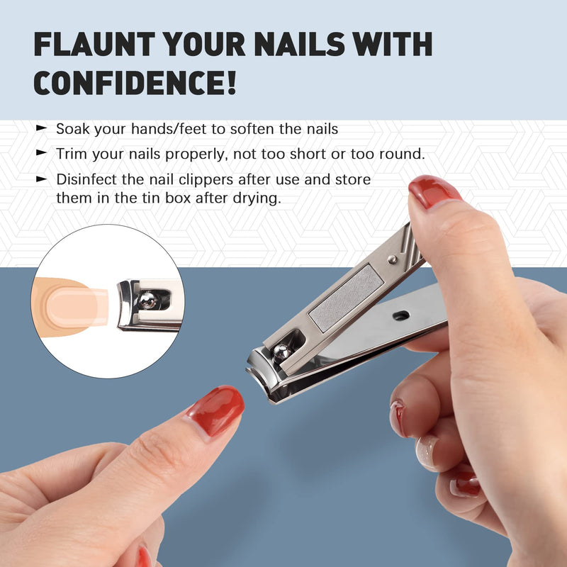 [Australia] - BEZOX Nail Clipper Set with Built in Nail File – 3 Piece Set of 2 Curved Blades and 1 Slant Cutting Edge Toe Nail Cutter Nails Trimmer for People Grey 