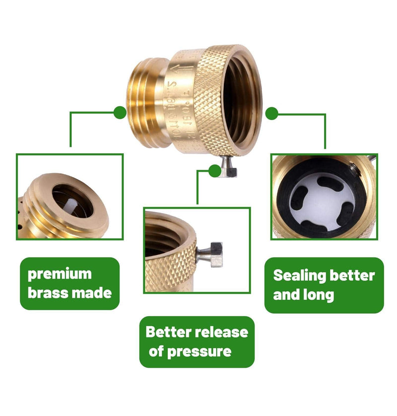 [Australia] - Litorange 2 Pack Brass 3/4" Inch GHT Hose Bibb Connector Backflow Preventer Vacuum Breaker 