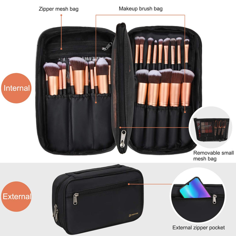 [Australia] - Professional Cosmetic Case Makeup Brush Organizer Makeup Artist Case with Belt Strap Holder Multi functional Cosmetic Bag Makeup Handbag for Travel & Home Gift (Black) Small Black 