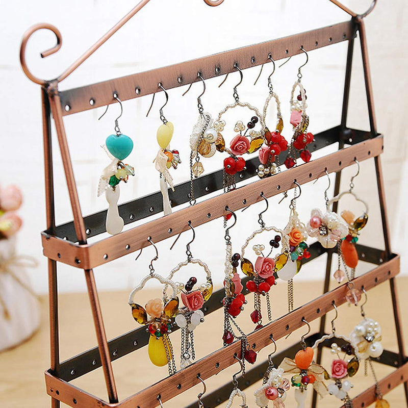 [Australia] - Ivosmart 56 Pairs Metal Earring Holder Earring Stand Earring Display Jewelry Organizer (Bronze) Bronze 