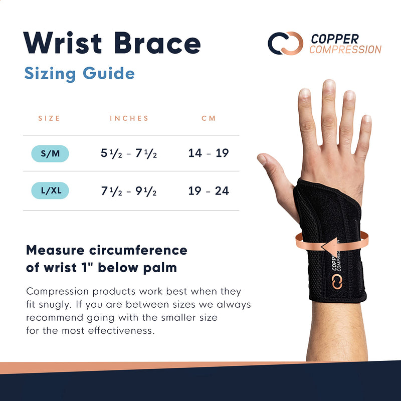[Australia] - Copper Compression Recovery Wrist Brace - Copper Infused Adjustable Support Splint for Pain, Carpal Tunnel, Arthritis, Tendonitis, RSI, Sprain. Night Day Splint for Men Women - Fits Right Hand L-XL Right Hand Large/X-Large (Pack of 1) 