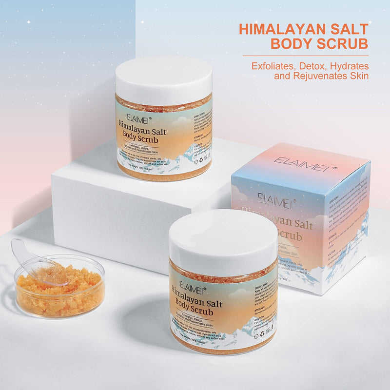 [Australia] - Himalayan Salt Body Scrub Infused with Lychee Oil, Natural Exfoliating Salt Scrub for Acne, Cellulite, Deep Cleansing, Scars, Wrinkles, Exfoliate and Moisturize Skin 8.8 oz 