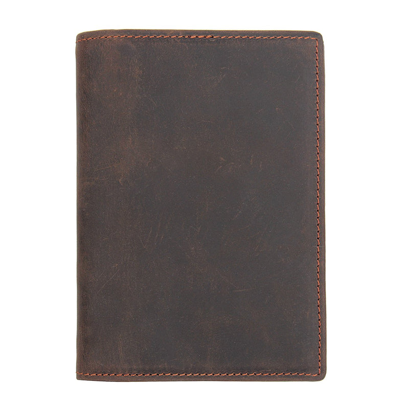 [Australia] - RFID Blocking Passport Holder Travel Wallet - Genuine Leather Dark Brown Bifold Wallet 