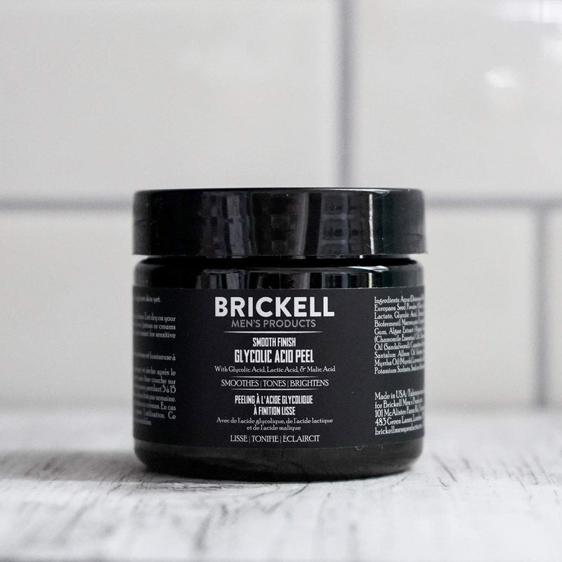 [Australia] - Brickell Men's Smooth Finish Glycolic Acid Peel For Men, Natural and Organic, Anti-Aging Peel for Wrinkles, 59 mL, Scented 