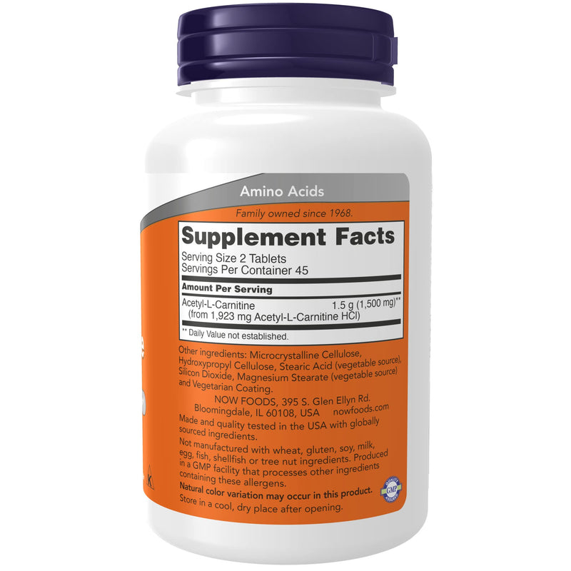 [Australia] - NOW Supplements, Acetyl-L-Carnitine 750 mg, Amino Acid, Brain And Nerve Cell Function*, 90 Tablets 