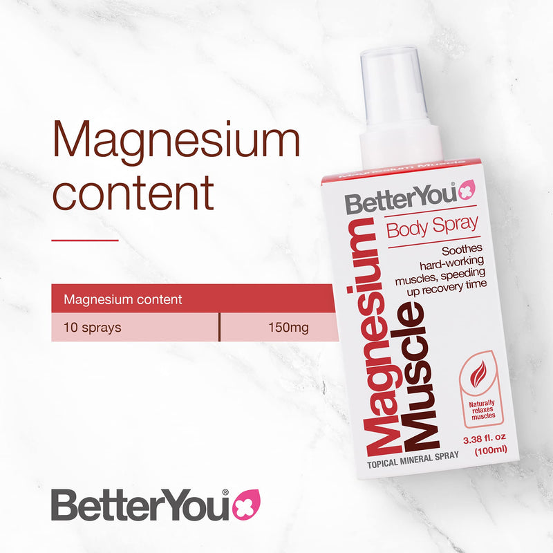 [Australia] - BetterYou Magnesium Oil Spray for Muscles, 3.38 Fl Ounce Magnesium Muscle Body Spray 