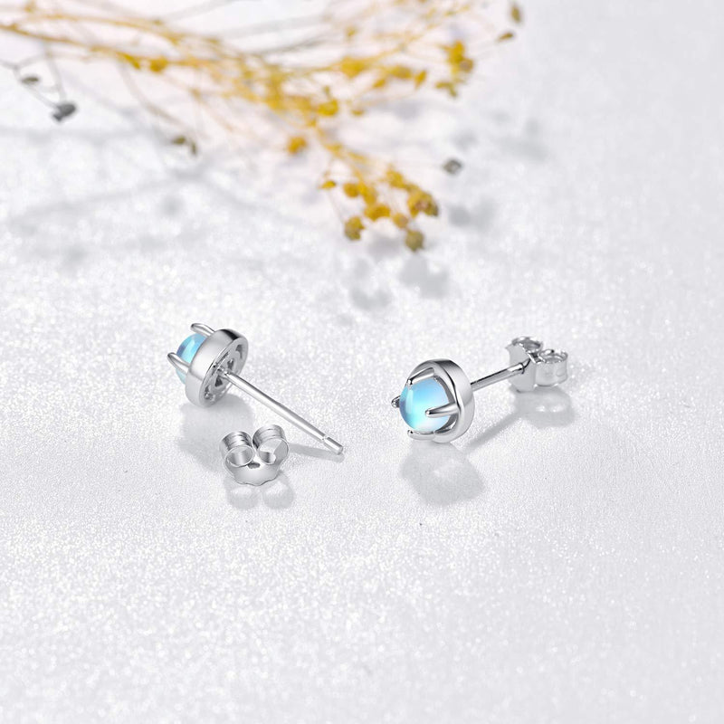 [Australia] - Moonstone Earrings 925 Sterling Silver Moonstone Stud Earrings Rainbow Earrings Hypoallergenic Earrings Birthday Gifts for Girl Kids … 