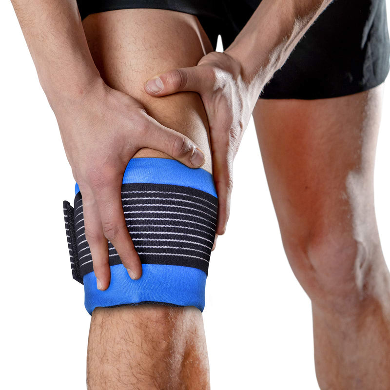 [Australia] - Tanness Reusable Gel Ice Pack for Sports Injury | Hot and Cold Compress Wrap with Adjustable Fleece Pouch | Flexible First Aid Pad for Knee, Ankle, Back Pain Relief Faster Recovery (Single) 