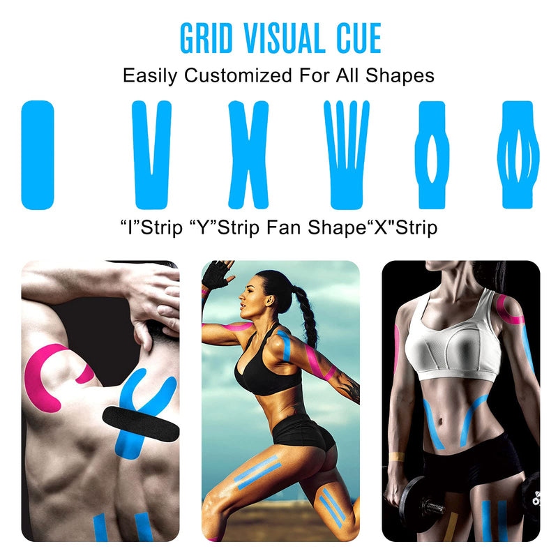 [Australia] - Kinesiology Tape Precut(1 Pack) Elastic Therapeutic Sports Tape Water Resistant Athletic Tape for Knees, Ankles, Shoulder, Elbow, Pain Relief and Injury Recovery 2 Inch x 16.4 feet Per Roll (Blue) (1 Pack) Blue 
