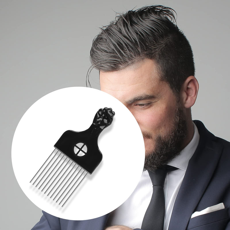 [Australia] - LUTER 3 Pack Afro Comb Hair Metal Pick Hairdressing Wig Braid Styling Tool Metal Combs for Women and Men Black 