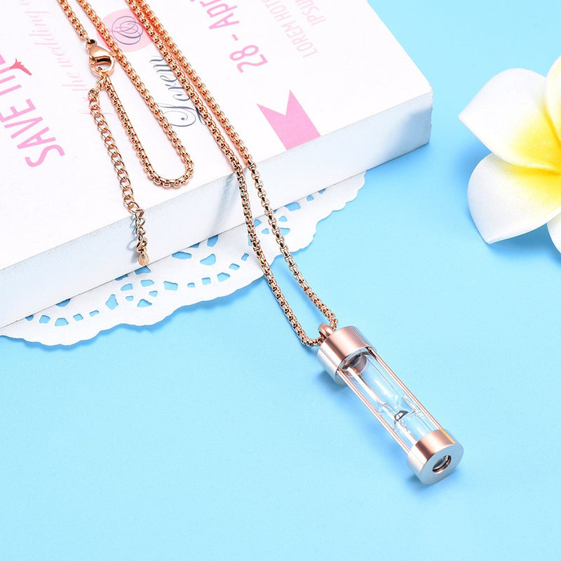 [Australia] - Oinsi Eternity Memory Hourglass Urn Necklace Cremation Jewelry Pendants for Women Men +Gift Box+Fill Kits Rose Gold 