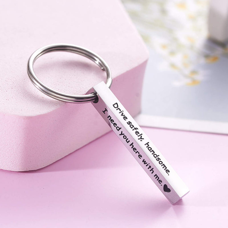 [Australia] - Boyfriend Keychains BF Keychain Husband Valentines Cute Keyring For Him Drive Safe Handsome I Need You Here With Me 