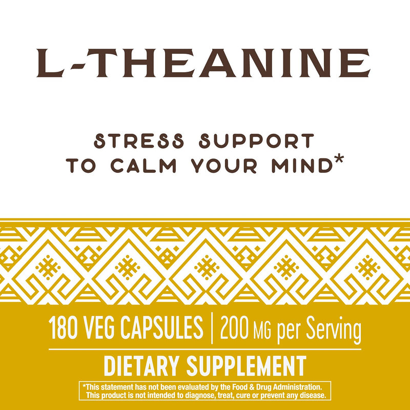 [Australia] - Nature's Way L-Theanine, Suntheanine Brand, Patented Amino Acid, 200 mg Potency, 180 Capsules 180 Count (Pack of 1) 