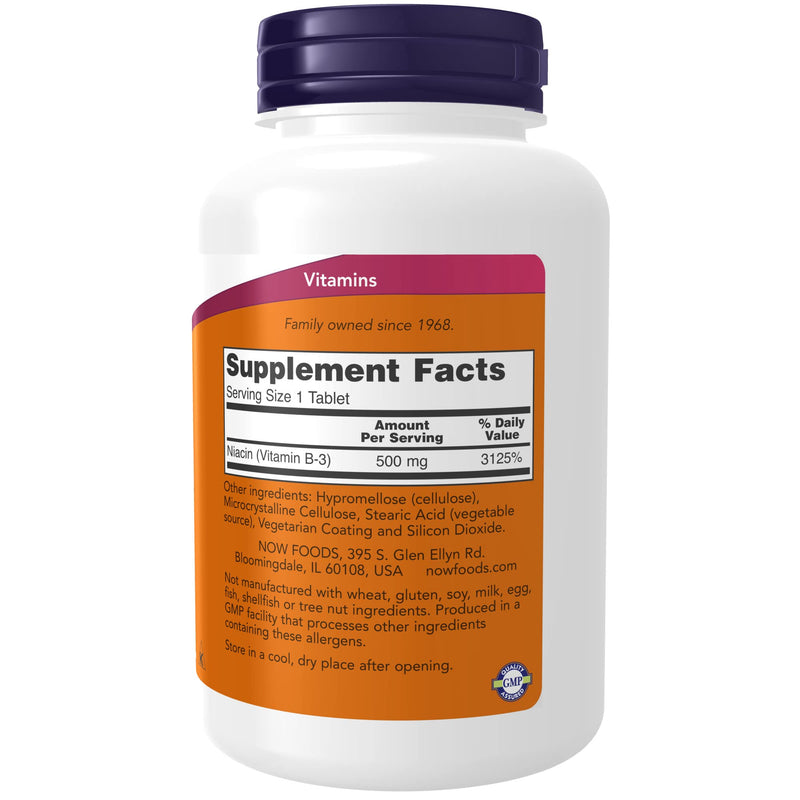 [Australia] - NOW Supplements, Niacin (Vitamin B-3) 500 mg, Sustained Release, Nutritional Health, 250 Tablets 