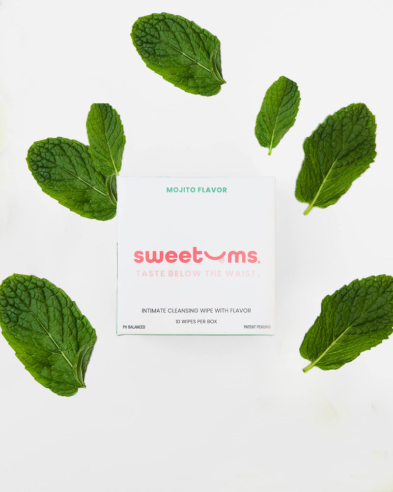 [Australia] - Sweetums Feminine Wipes For Women, Individually Wrapped - pH Balanced Flavored Intimate Wipes - Pack of 10 (Mojito) Mojito 