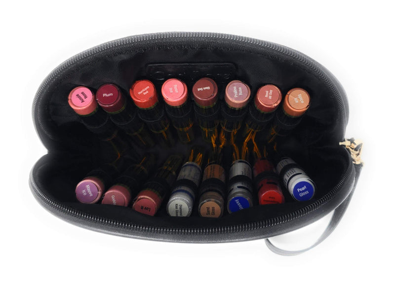[Australia] - Makeup Bag Lipstick Cosmetic Carrying Case Clutch Purse - Fits Lipsense•Younique•Kylie•Liquid and Lip Gloss Tubes - Wristlet w/Elastic Bands Toiletry Travel Holder for Women and Girls (Black) Black 