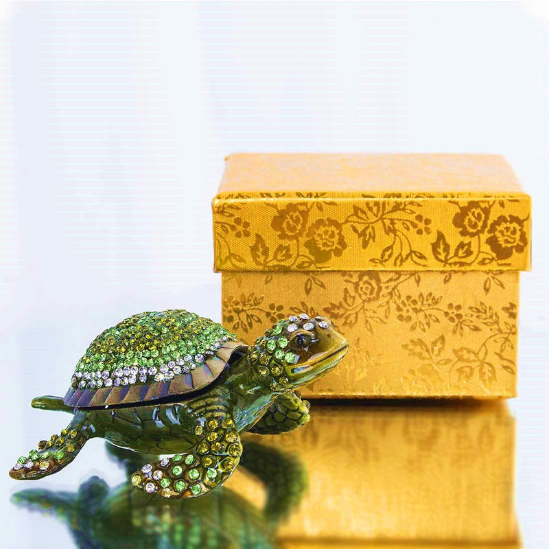 [Australia] - YU FENG Turtle Trinket Box Turtle Figurine Jewelry Boxes Hinged Trinket Boxes Green 