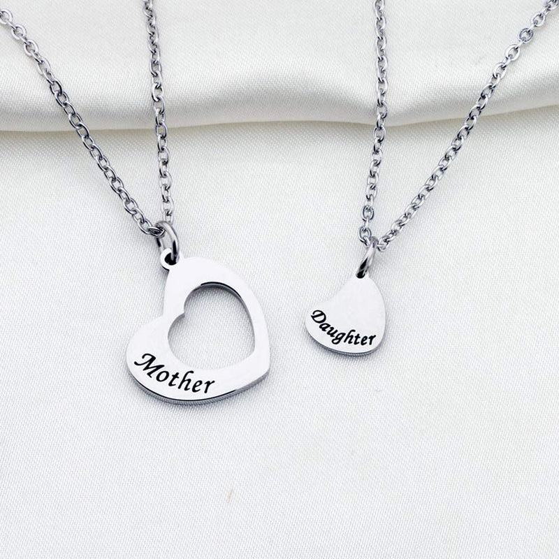 [Australia] - KUIYAI Mother Daughter Necklace Set of 2 Matching Heart Mom and Me Jewelry Mother daughter NS 