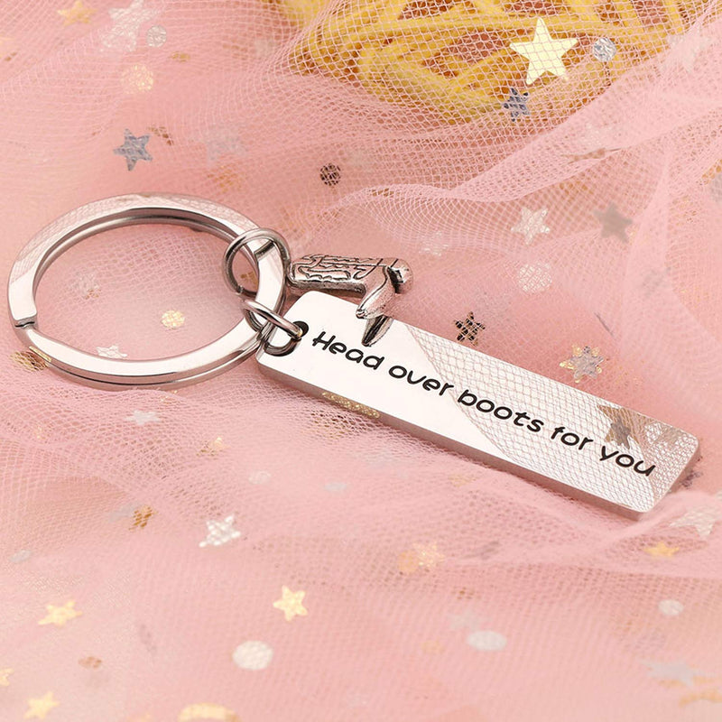 [Australia] - PLITI Cowboy Cowgirl Boots Keychain Boyfriend Gifts Western Head Over Boots for You Couple Keychains for Him and Her Over Boots for U 