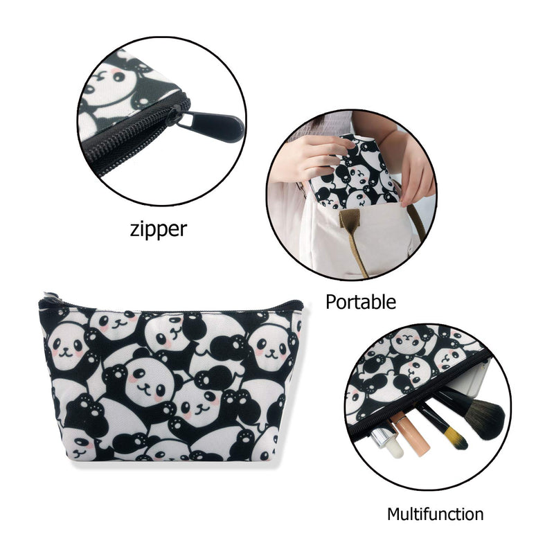 [Australia] - Cute Panda Cosmetics Bags, Waterproof Toiletry Pouch Portable Hand-held Small Makeup Purse with Zipper for women Travel Purse Cute Panda 