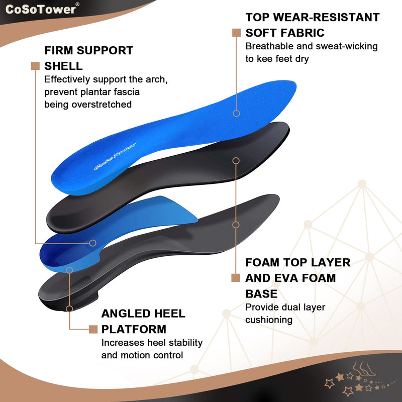 [Australia] - CoSoTower Orthotic Inserts Arch Support Insoles for Flat Feet, Over Pronation, Foot Pain, Plantar Fasciitis Relief Shoe Insoles for Women Men, Heavy Duty Support, Absorb Shock with Every Step C:Men's 8-8.5 | Women's 10-11---10.7''/272MM 