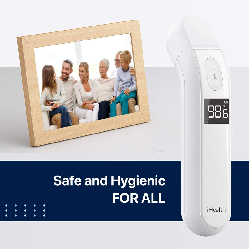 [Australia] - iHealth Forehead Thermometer for Adults, The Non Contact Infrared Baby Thermometer for Fever, Medical Thermometer with Fever Alarm and Sound Switch, Digital Infrared Thermometer for Home 