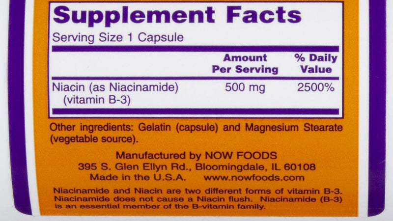 [Australia] - NOW Niacinamide 500mg,100 Capsules 100 Count (Pack of 1) 