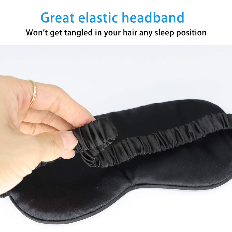 [Australia] - Silk Eye Mask for Sleeping Super Smooth Sleep Mask Silk Blindfold Blackout Eye Cover Portable Eye Shade Cotton Filled with Elastic Strap for Women & Men 